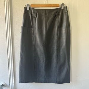 Vintage Italian Leather Skirt - Charcoal Grey - size 6